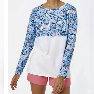 Lilly Pulitzer - women’s Finn long sleeve top Bali blue Lilly loves cape cod L